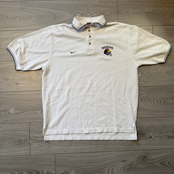 Vintage Nike Michigan Knit Fabric Embroidered Baggy Polo - Picture 1 of 4